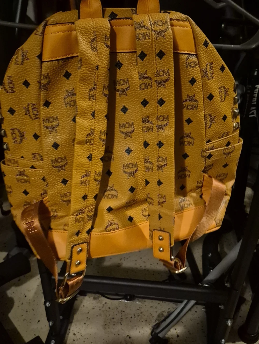 MCM Yellow Studded Mini Backpack